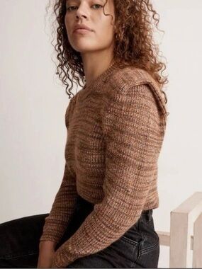 Madewell Space Dyed Pullover Prentiss Wool Blend Puff Sleeve Sweater